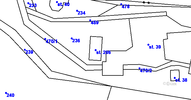 Parcela st. 286 v KÚ Perštejn, Katastrální mapa