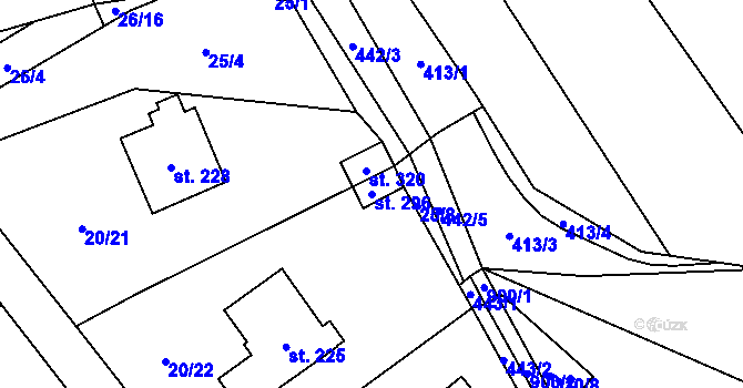 Parcela st. 296 v KÚ Perštejn, Katastrální mapa