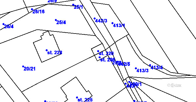 Parcela st. 320 v KÚ Perštejn, Katastrální mapa