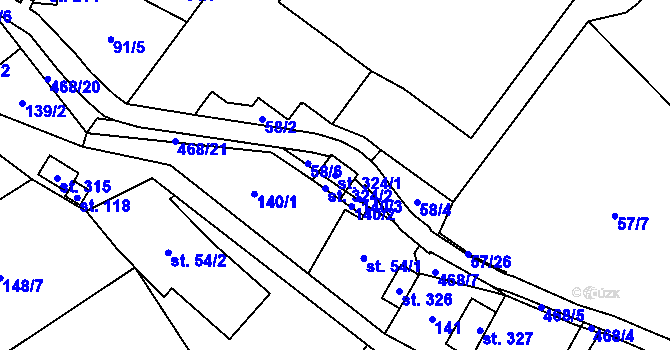 Parcela st. 324/1 v KÚ Perštejn, Katastrální mapa