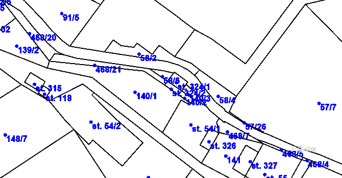 Parcela st. 324/2 v KÚ Perštejn, Katastrální mapa