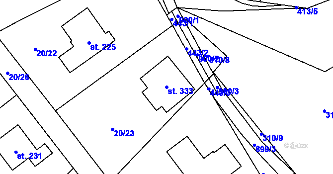 Parcela st. 333 v KÚ Perštejn, Katastrální mapa