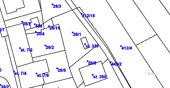 Parcela st. 339 v KÚ Perštejn, Katastrální mapa