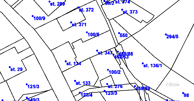 Parcela st. 347 v KÚ Perštejn, Katastrální mapa