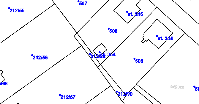 Parcela st. 354 v KÚ Perštejn, Katastrální mapa