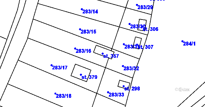 Parcela st. 357 v KÚ Perštejn, Katastrální mapa