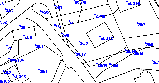 Parcela st. 26/6 v KÚ Perštejn, Katastrální mapa