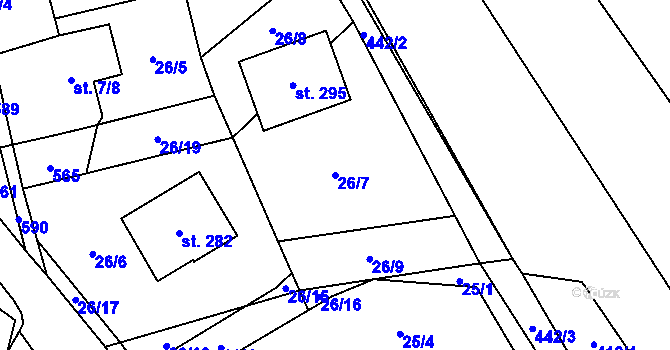 Parcela st. 26/7 v KÚ Perštejn, Katastrální mapa