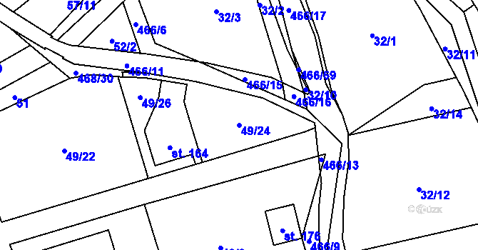 Parcela st. 49/24 v KÚ Perštejn, Katastrální mapa