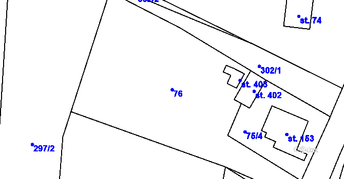 Parcela st. 76 v KÚ Perštejn, Katastrální mapa