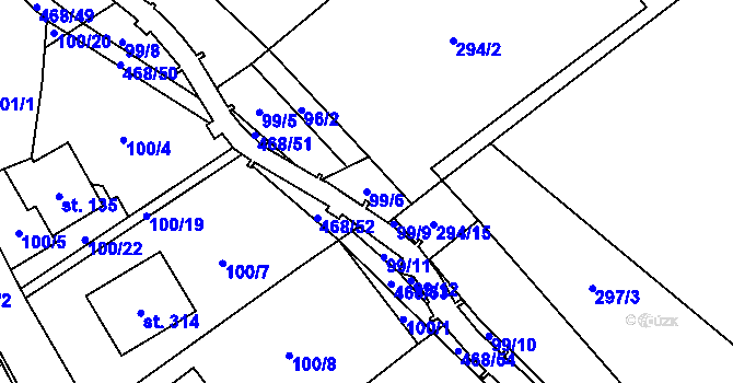 Parcela st. 99/6 v KÚ Perštejn, Katastrální mapa