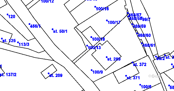 Parcela st. 100/13 v KÚ Perštejn, Katastrální mapa