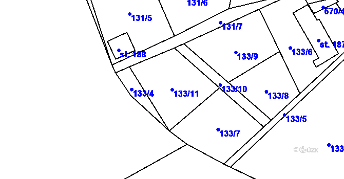 Parcela st. 133/11 v KÚ Perštejn, Katastrální mapa