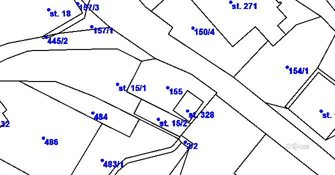 Parcela st. 155 v KÚ Perštejn, Katastrální mapa