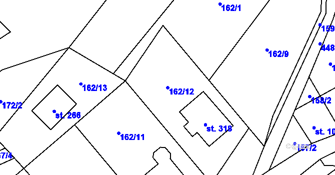 Parcela st. 162/12 v KÚ Perštejn, Katastrální mapa