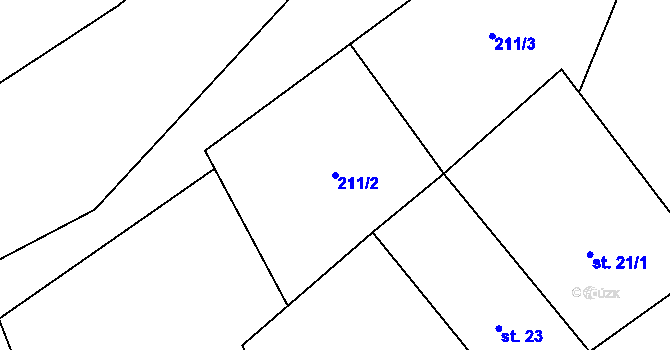Parcela st. 211/2 v KÚ Perštejn, Katastrální mapa