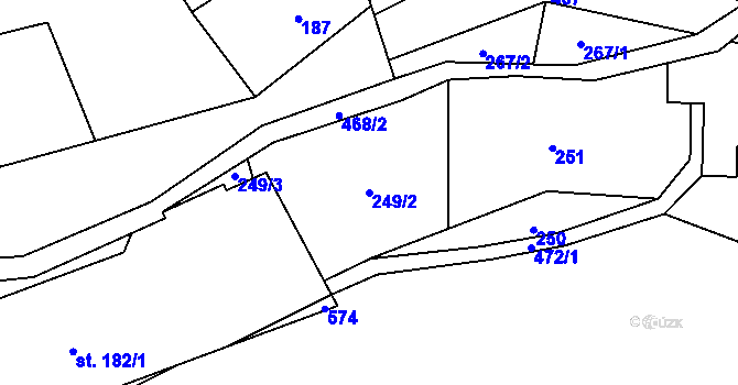 Parcela st. 249/2 v KÚ Perštejn, Katastrální mapa