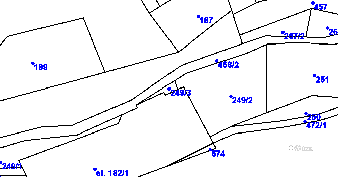 Parcela st. 249/3 v KÚ Perštejn, Katastrální mapa