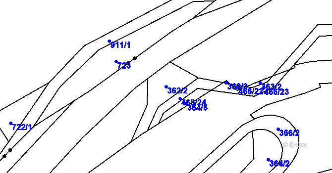Parcela st. 362/2 v KÚ Perštejn, Katastrální mapa