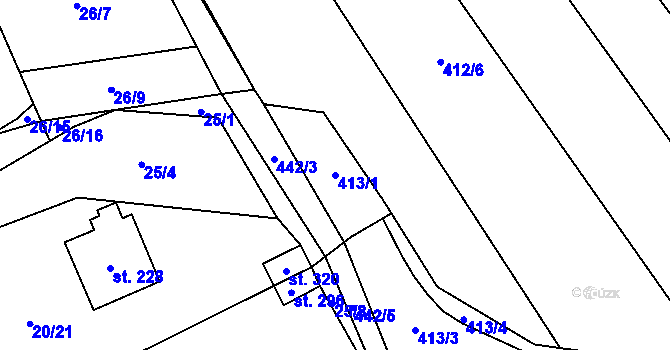 Parcela st. 413/1 v KÚ Perštejn, Katastrální mapa