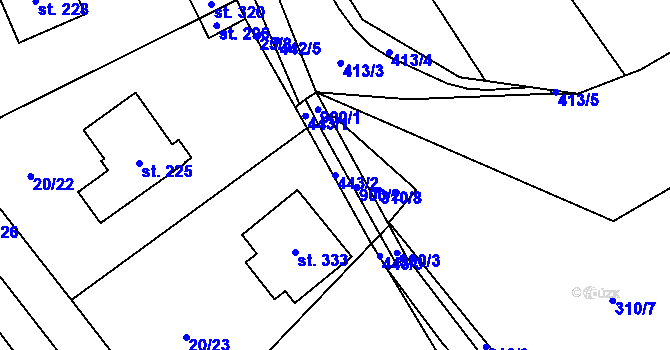 Parcela st. 443/2 v KÚ Perštejn, Katastrální mapa