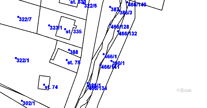 Parcela st. 466/1 v KÚ Perštejn, Katastrální mapa