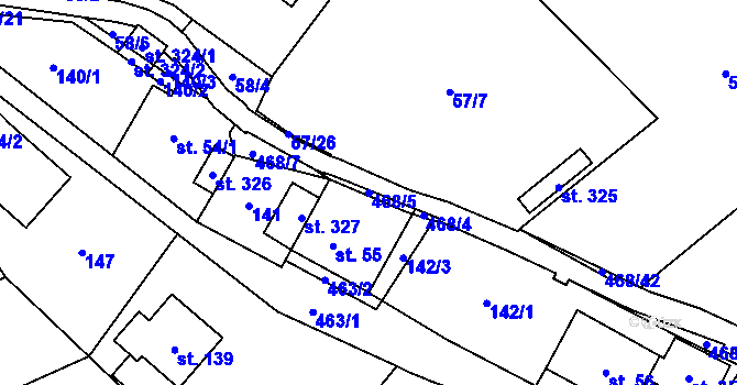 Parcela st. 468/5 v KÚ Perštejn, Katastrální mapa