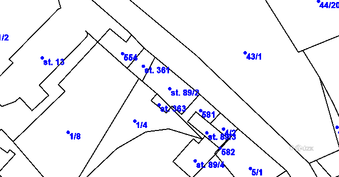 Parcela st. 89/2 v KÚ Perštejn, Katastrální mapa