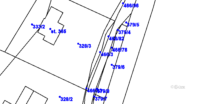 Parcela st. 466/3 v KÚ Perštejn, Katastrální mapa