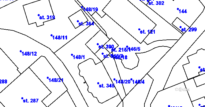 Parcela st. 215/2 v KÚ Perštejn, Katastrální mapa