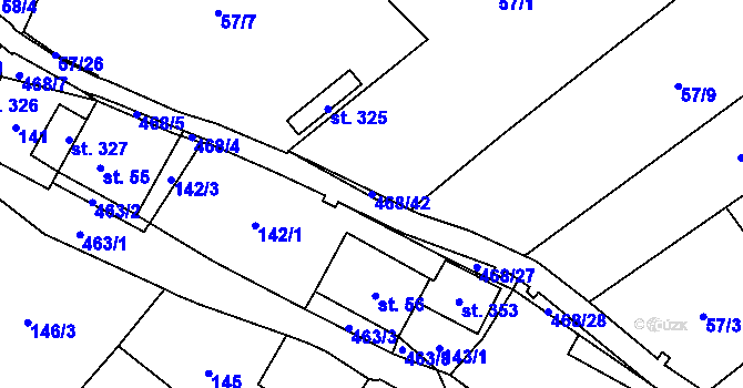 Parcela st. 468/42 v KÚ Perštejn, Katastrální mapa