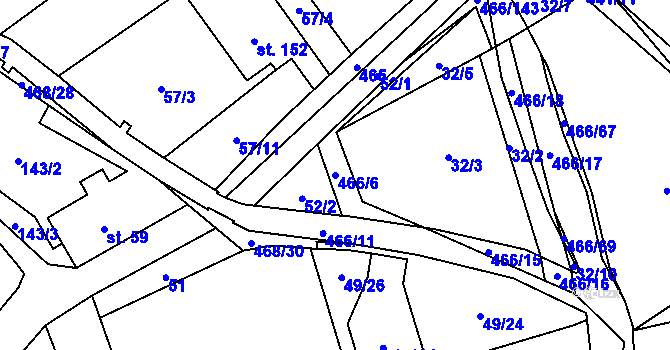 Parcela st. 466/6 v KÚ Perštejn, Katastrální mapa