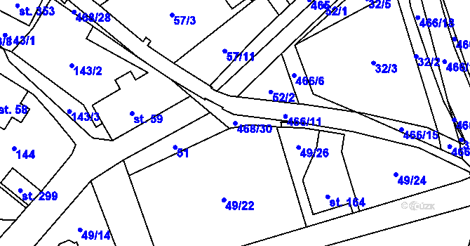 Parcela st. 468/30 v KÚ Perštejn, Katastrální mapa