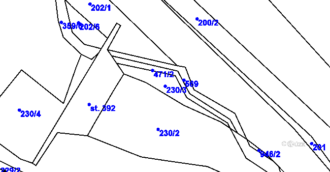 Parcela st. 230/3 v KÚ Perštejn, Katastrální mapa