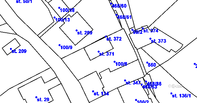 Parcela st. 371 v KÚ Perštejn, Katastrální mapa