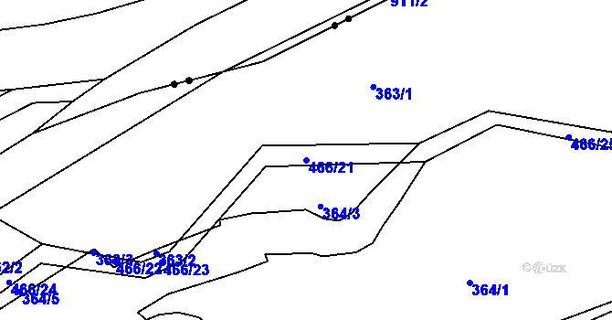 Parcela st. 466/21 v KÚ Perštejn, Katastrální mapa