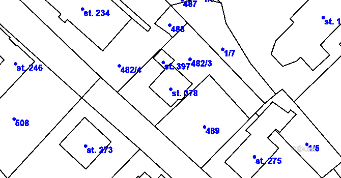 Parcela st. 378 v KÚ Perštejn, Katastrální mapa