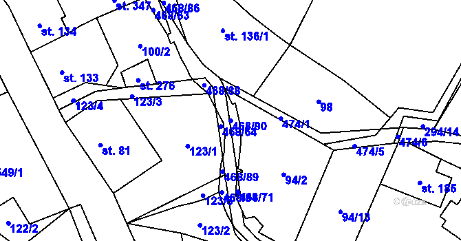 Parcela st. 468/90 v KÚ Perštejn, Katastrální mapa