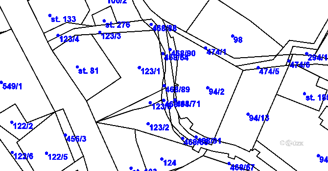 Parcela st. 468/89 v KÚ Perštejn, Katastrální mapa