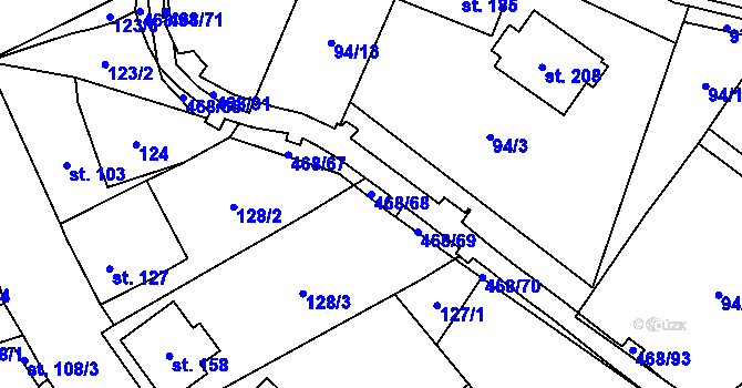 Parcela st. 468/68 v KÚ Perštejn, Katastrální mapa