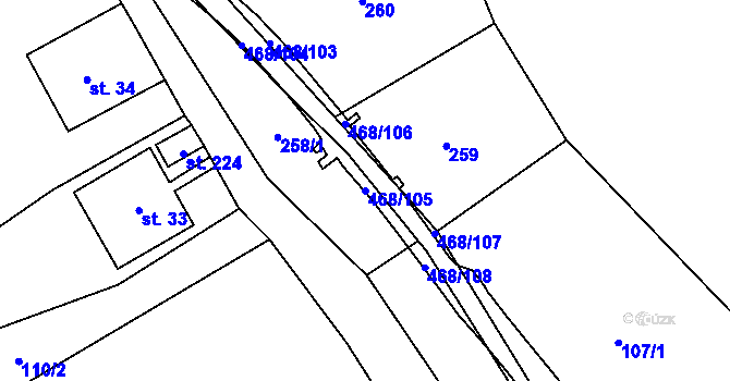 Parcela st. 468/105 v KÚ Perštejn, Katastrální mapa