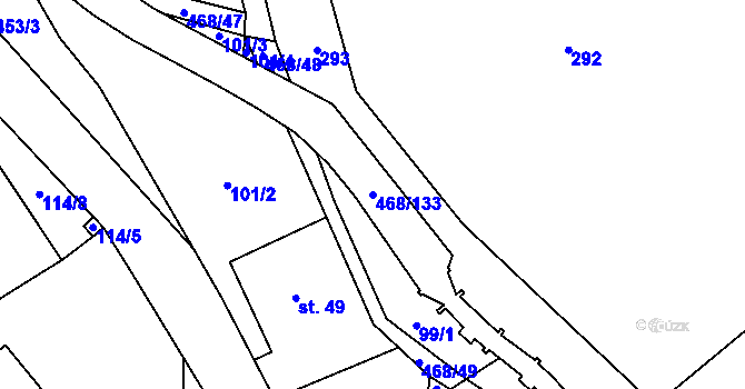 Parcela st. 468/133 v KÚ Perštejn, Katastrální mapa