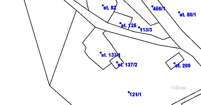 Parcela st. 137/1 v KÚ Perštejn, Katastrální mapa