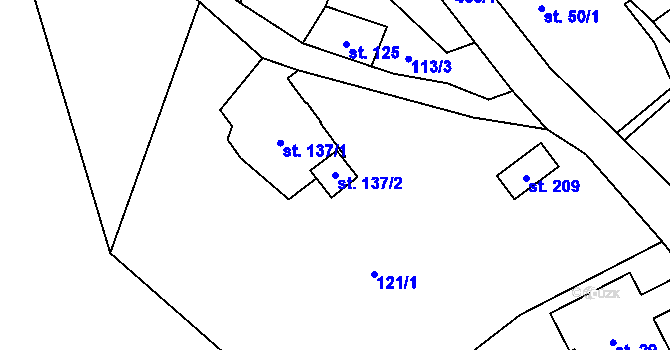 Parcela st. 137/2 v KÚ Perštejn, Katastrální mapa