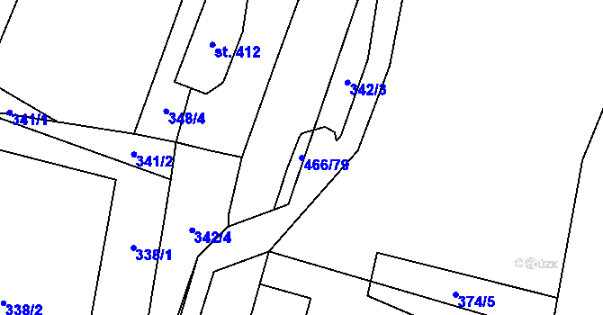 Parcela st. 466/79 v KÚ Perštejn, Katastrální mapa