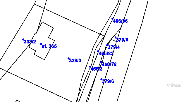 Parcela st. 466/82 v KÚ Perštejn, Katastrální mapa