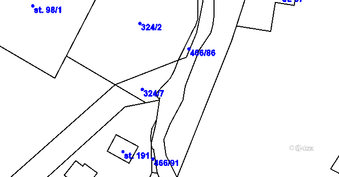 Parcela st. 466/88 v KÚ Perštejn, Katastrální mapa