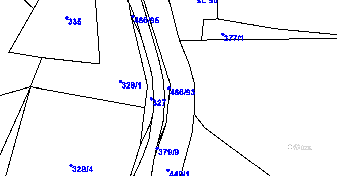 Parcela st. 466/93 v KÚ Perštejn, Katastrální mapa