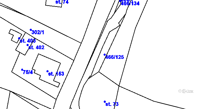 Parcela st. 466/125 v KÚ Perštejn, Katastrální mapa