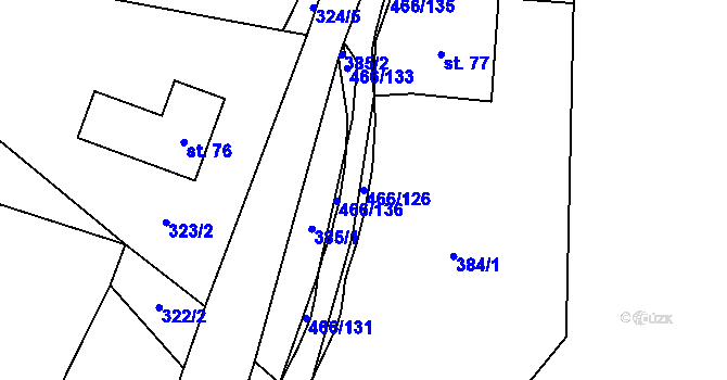 Parcela st. 466/126 v KÚ Perštejn, Katastrální mapa
